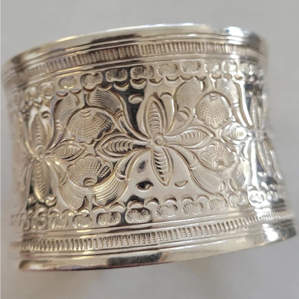 Sterling silver Repousse 925 cuff bracelet